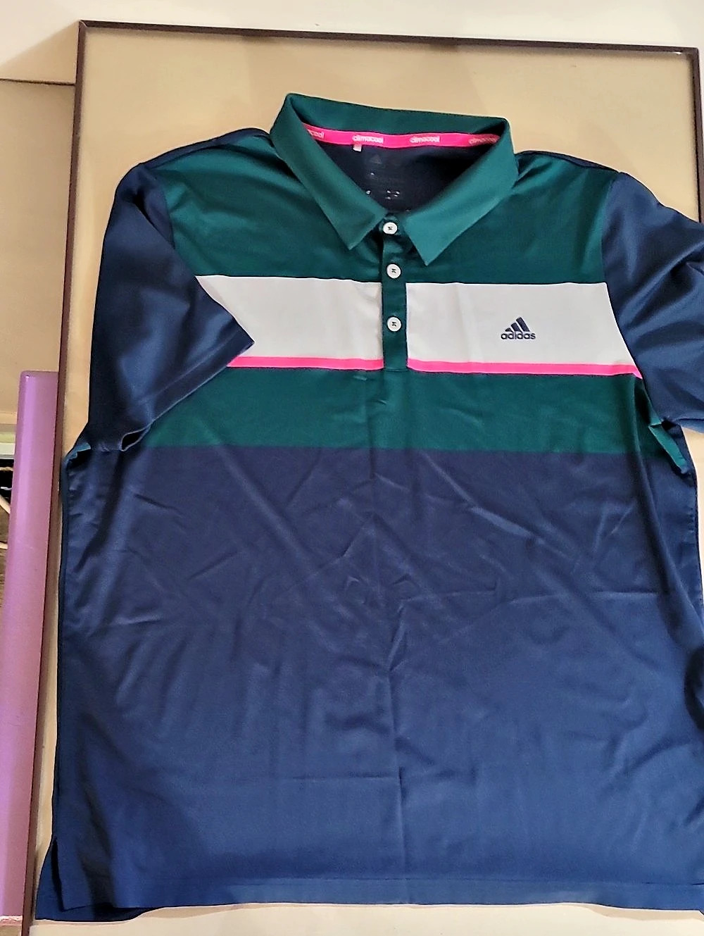 adidas Climacool polo Color Block Blue & Green Size XL